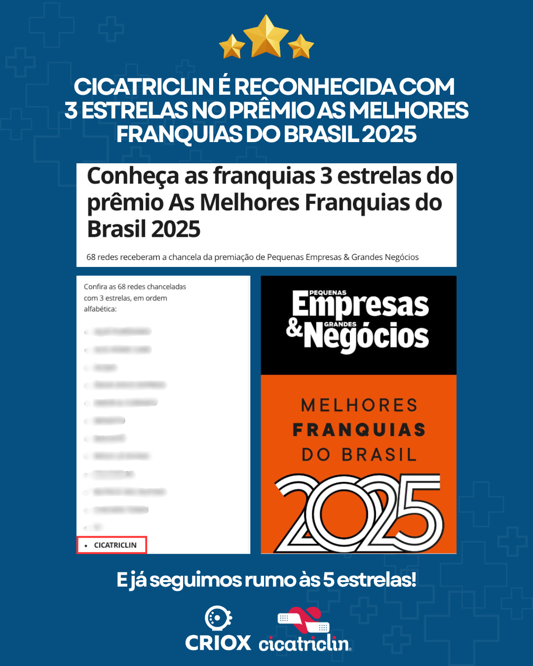 criox cicatriclin franquia feridas 5 estrelas criciuma