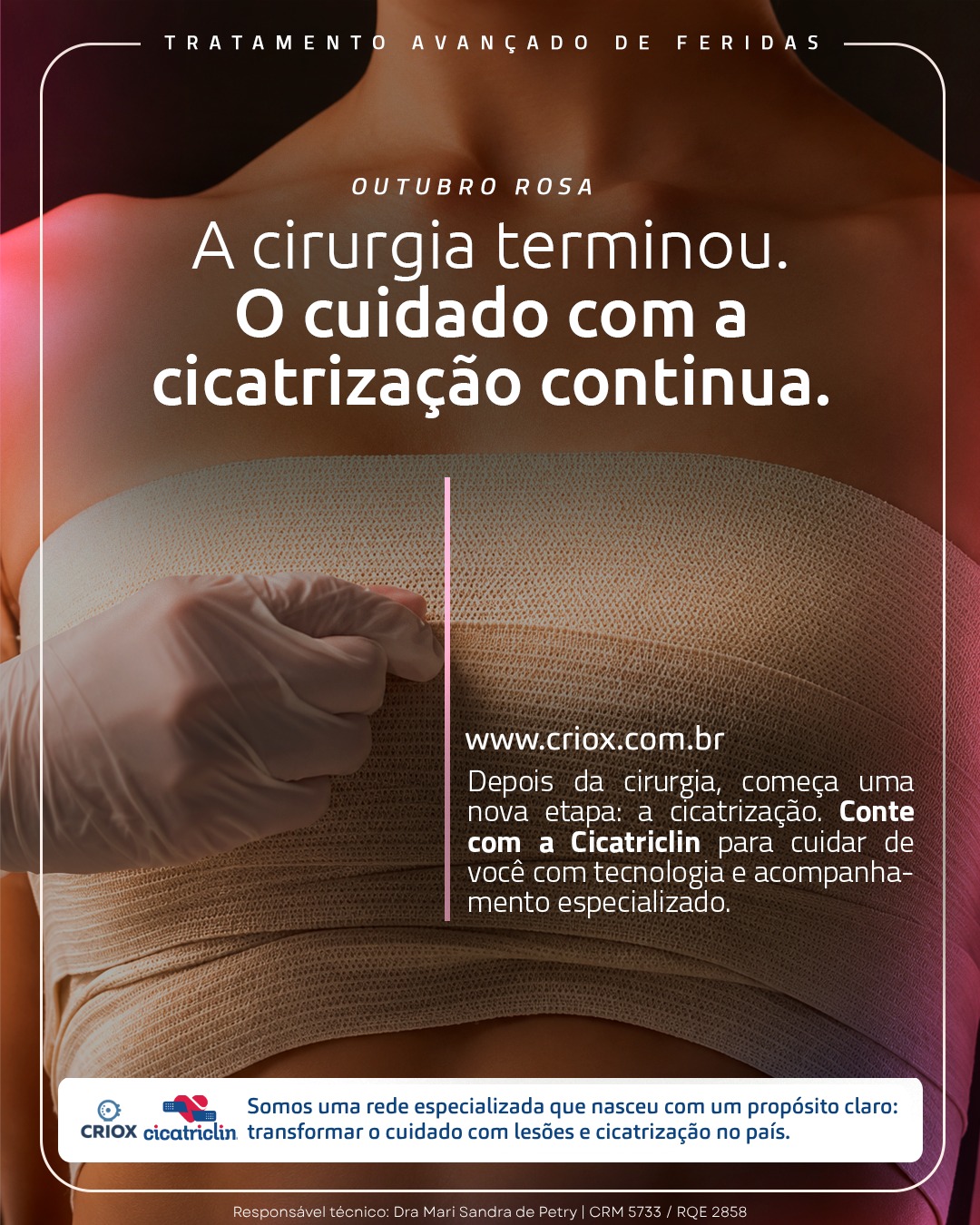 criox cicatriclin cicatrização pós cirurgia curativos criciuma hiperbarica